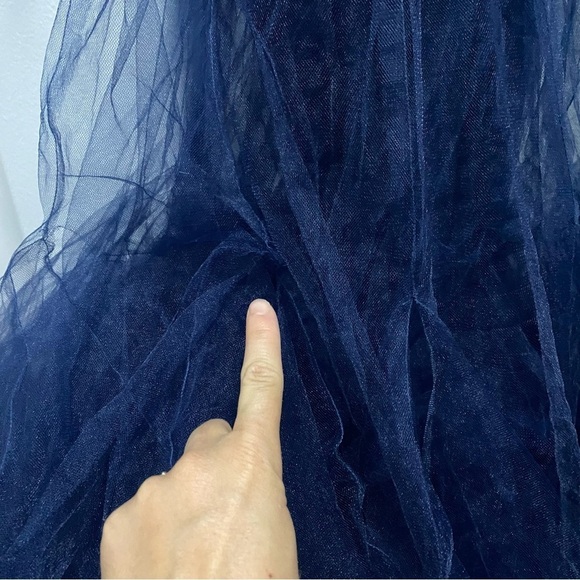 Hutch Toni Barre Sleeveless Tulle Maxi Dress Navy Blue Satin Gown Balletcore 2 - Picture 7 of 10